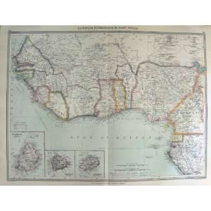   HARMSWORTH MAP 1906 AFRICA HELENA ASCENSION MAURITIUS