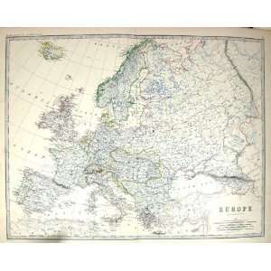  Johnston Antique Map C1877 Europe Britain France Germany Italy 