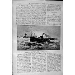  1900 Antique Print Teeth Of Wind Ship Boat Sailing Lacy 