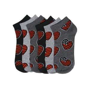 HS Women Fashion Ankle Socks Big Red Heart Design (size 9 11) 3 Colors 