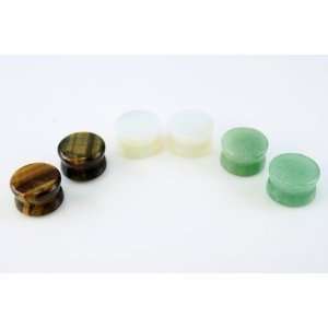   Jade Semi Precious Stone Ear Plugs Gauges    USA Jewelry