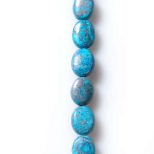  14x11mm Matrix Turquoise Dyed Jasper Oval Beads   16 Inch 