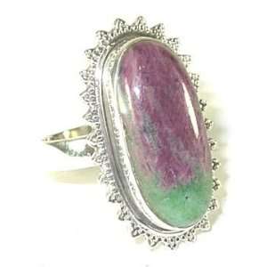  Size 8.5 Ruby Zoisite & Sterling Silver Ring