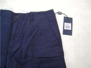 LINCS Mens 100% Linen Cargo Pocket 32 Shorts Dress Pants Navy Blue 