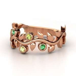  Liana Ring with Four Gems, 14K Rose Gold Ring with Peridot 