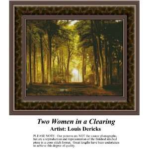  Two Women in a Clearing, Cross Stitch Pattern PDF  