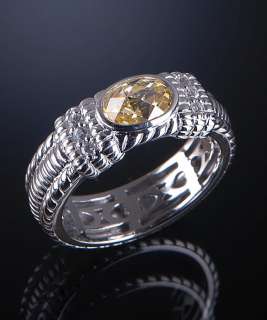 Judith Ripka Sterling Silver Canary Crystal and White Sapphire Ring 