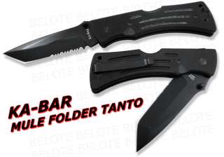 Ka Bar MULE Tanto Folding Knife G 10 Serrated Edge 3065  