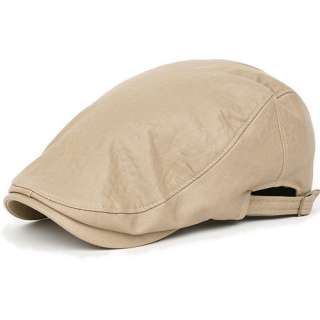 Newsboy Beret Leather Style Flat Cap Hat LBD BEIGE  