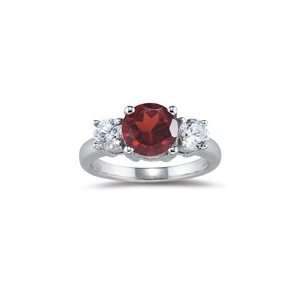  0.70 Cts Diamond & 2.34 Cts Garnet Ring in 14K White Gold 