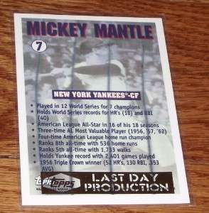   Topps #7 Mickey Mantle New York Yankees Last Day Production *A7  
