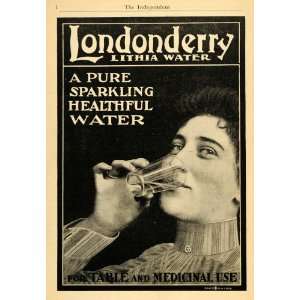  1900 Ad Londonderry Lithia Drinking Water Sipping Lady 
