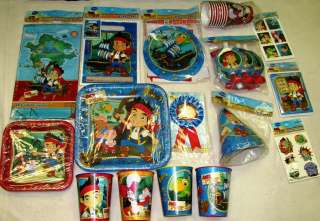   SET for 8 ~ JAKE and the NEVER LAND PIRATES Birthday Party Supplies