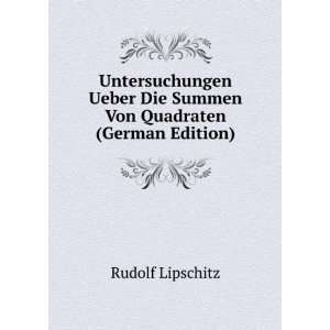   Von Quadraten (German Edition) Rudolf Lipschitz  Books