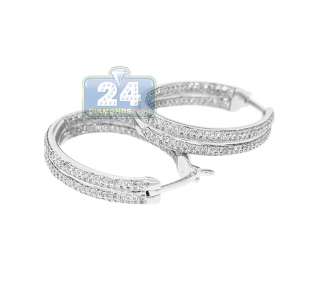   White Gold 1.10 ct White Diamond Womens Custom Hoop Earrings Certified