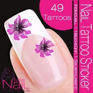    Nail Tattoo Sticker Blossom / Flower   black / lilac Beauty