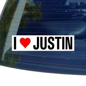  I Love Heart JUSTIN   Window Bumper Sticker Automotive