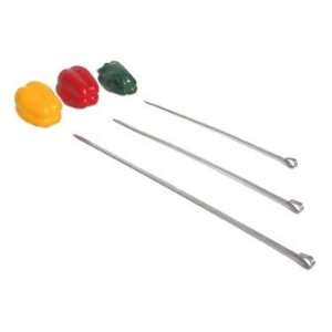  Stainless Kabob Skewers With Pointed & Ringed Ends   21 