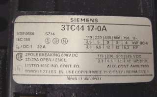 SIEMENS 2 Pole Contactor Model# 3TC44 17 0AW4 32A NEW  