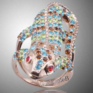 18K Rose Gold Plated Chameleon Crystal Ring Size 9 KSR002  