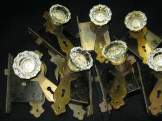   Door Glass Handle Knobs Lockset w Mortis and Backplates 103 12  