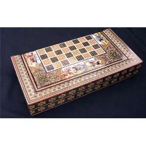 Persian Hand Crafted Backgammon Chess Set Khatam Inlay with Original 
