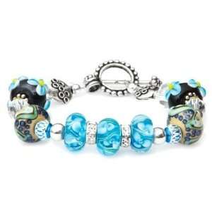  Turquoise Lampwork Stretch Bracelet Kit Arts, Crafts 