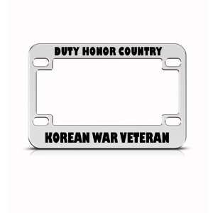 Korean War Veteran Military Metal Bike Motorcycle license plate frame