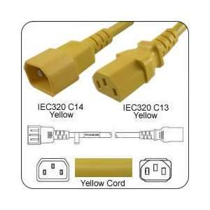   IEC 60320 C14 Plug to C13 Connector 15 Feet 15a/250v 14/3 SJT Yellow