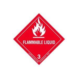  Flammable Liquid Label, Worded, Paper, Roll of 100 Office 