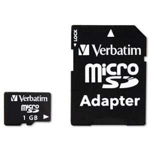  Verbatim® MicroSD Card with SD Adapter MEMORY,CD,MICRO SD,1GB 
