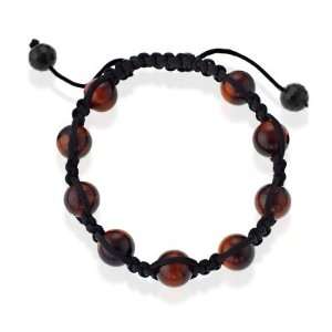 New Style Macrame Adjustable Bracelet with Hot Red Tiger Eye Beads 