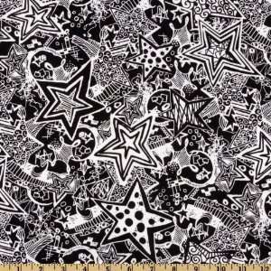  44 Wide Black Is Back Rock Stars Black/White Fabric By 