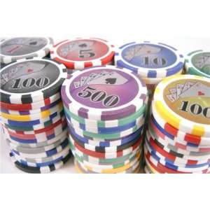 500 PCS 14g Real Clay BIG Number Casino Poker Chips 06  