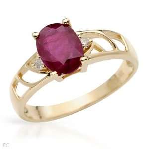  Ring With 1.56ctw Precious Stones   Genuine Clean Diamonds and Ruby 