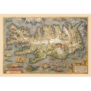   Paper poster printed on 20 x 30 stock. Map of Iceland