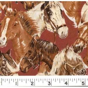  45 Wide Just Horses   Berry Fabric By The Yard Arts 