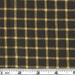  45 Wide Flannel Fabric Windowpane Plaid Black/Yellow By 
