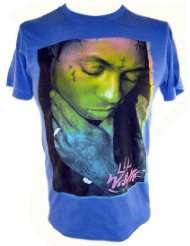 Lil Wayne Mens T Shirt   Florescent Colors Weezy Image on Blue