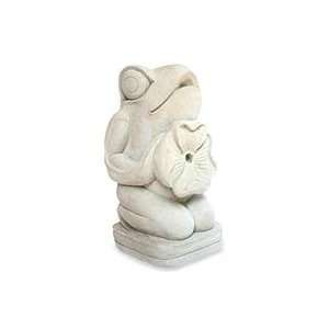  NOVICA Sandstone statuette, Lotus Frog
