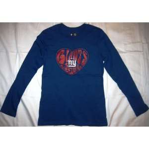  New York Giants Heart Football Long Sleeve Womens T shirt 