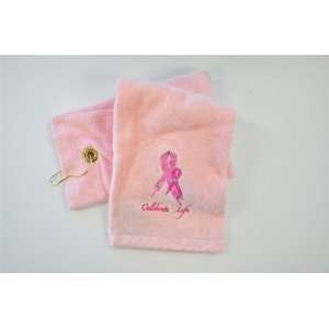  Pink Ribbon   Embroidered Golf Towel with Swarovski 