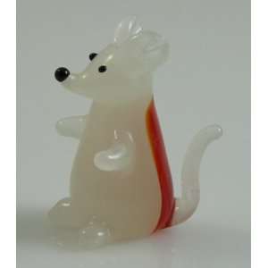  Mouse Figurine Opaque glass with Red patch on back Approx 