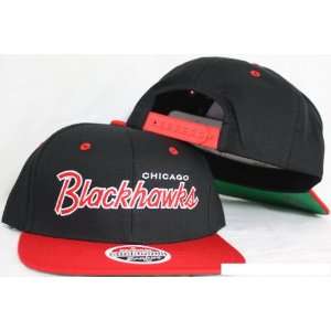  Chicago Blackhawks Snapback Script Black / Red Two Tone 