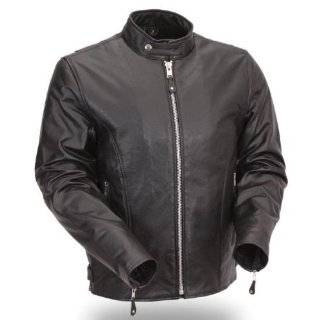 First MFG Mens Classic Scooter Leather Jacket. Traditional Styling 