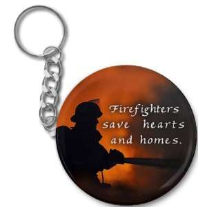   Clam Firefighters Save Hearts Homes 2.25 Button Style Key Chain