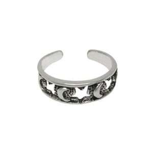  .925 Sterling Silver Moon & Star Toe Ring Jewelry