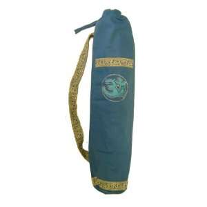   Cotton Turquoise Embroidered Yoga Mat Bag (OM)