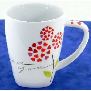 Starbucks Collectible Coffee Mug I Love You Heart Flowers 2007 12 oz