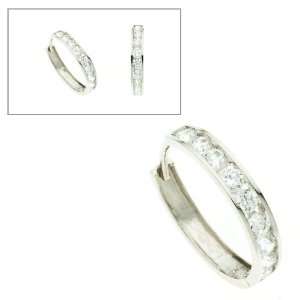  10KT White Gold Extra Large Channel CZ Huggies Jewelry
